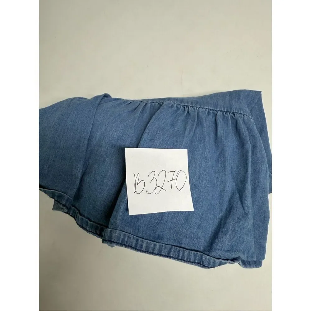 Jessica Simpson Girls Country Denim Dress Smocked Bodice Puffy Sleeve Size 6